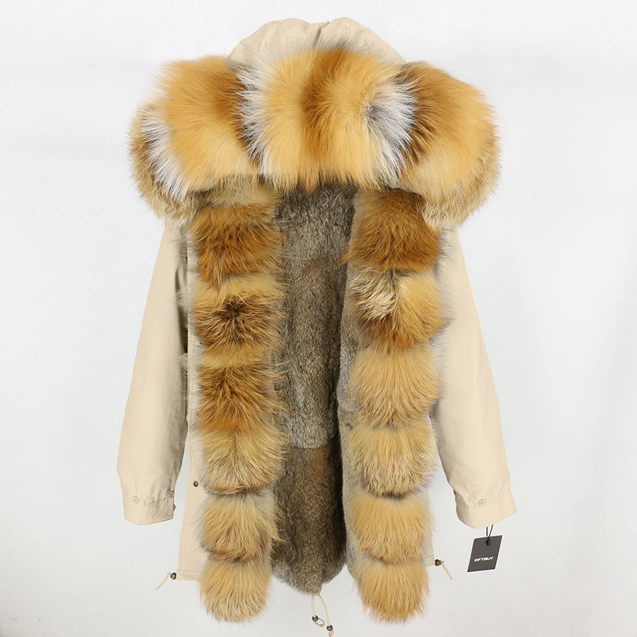 18 OFTBUY, зимняя женская куртка, длинная парка, настоящий золотой Лисий мех, воротник, капюшон, натуральный мех кролика, подкладка, толстая, теплая, парка, уличная одежда - Цвет: 18