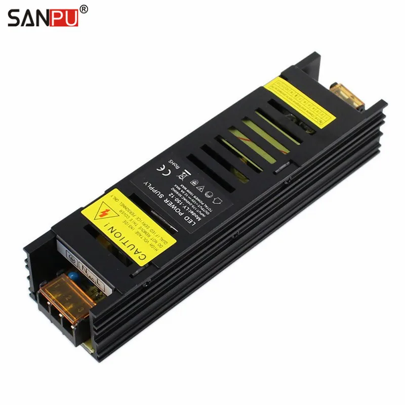 Импульсивный источник питания светодиодный Питание 150 w 12v 12a постоянной Напряжение переключения драйвера 220v 230v переменного/постоянного тока трансформатор освещения черный Алюминий IP20