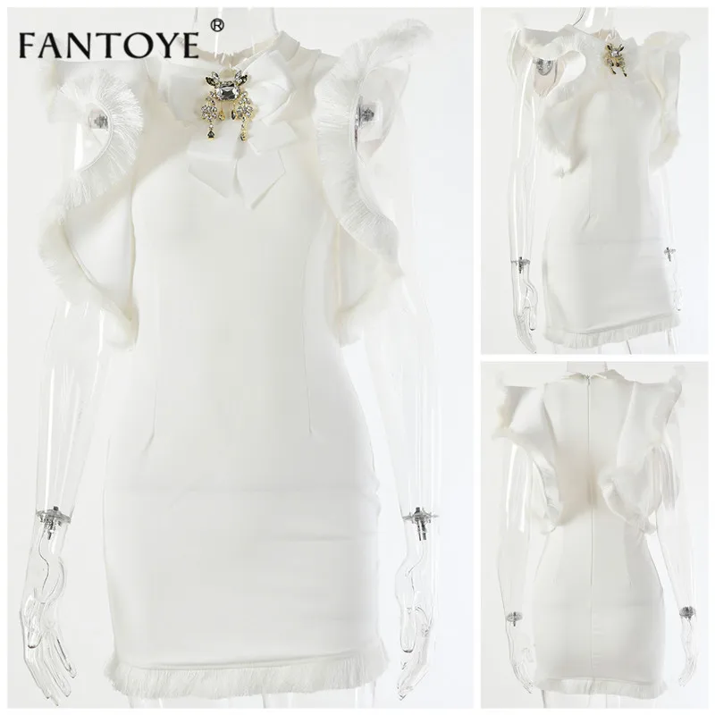 Fantoye, новинка, хит, женское платье для вечеринки, элегантное, с оборками, с кисточками, Vestidos, облегающее платье, летнее, сексуальное, для девушек, Клубная одежда, платье для женщин