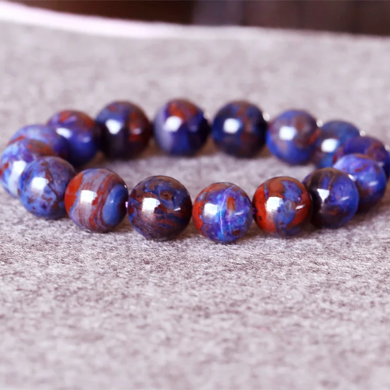 

AAA South Africa High Quality Natural Genuine Purple Blue Sugilite Stretch Finish Bracelet Round Big beads 13mm 05020