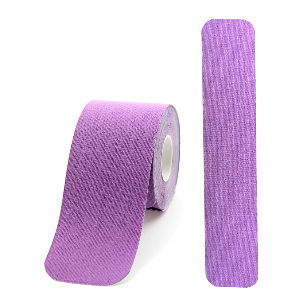 Purple Горячая Распродажа, хлопковая кинезиологическая лента, эластичная клейкая спортивная лента для лечения травм, повязка для мышц, водонепроницаемая, 5 см* 5 м - Цвет: Purple