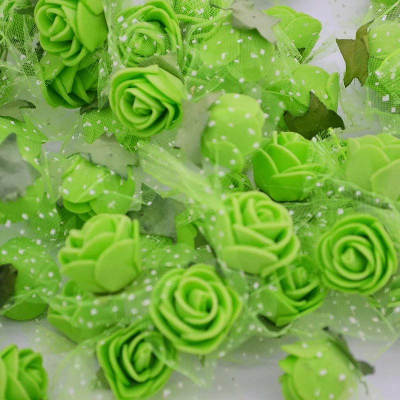 green 50 шт. 2 см мини пены розы искусственные головки цветов ручной работы розы DIY ремесла принадлежности Свадебная вечеринка коробка венок украшения - Цвет: green
