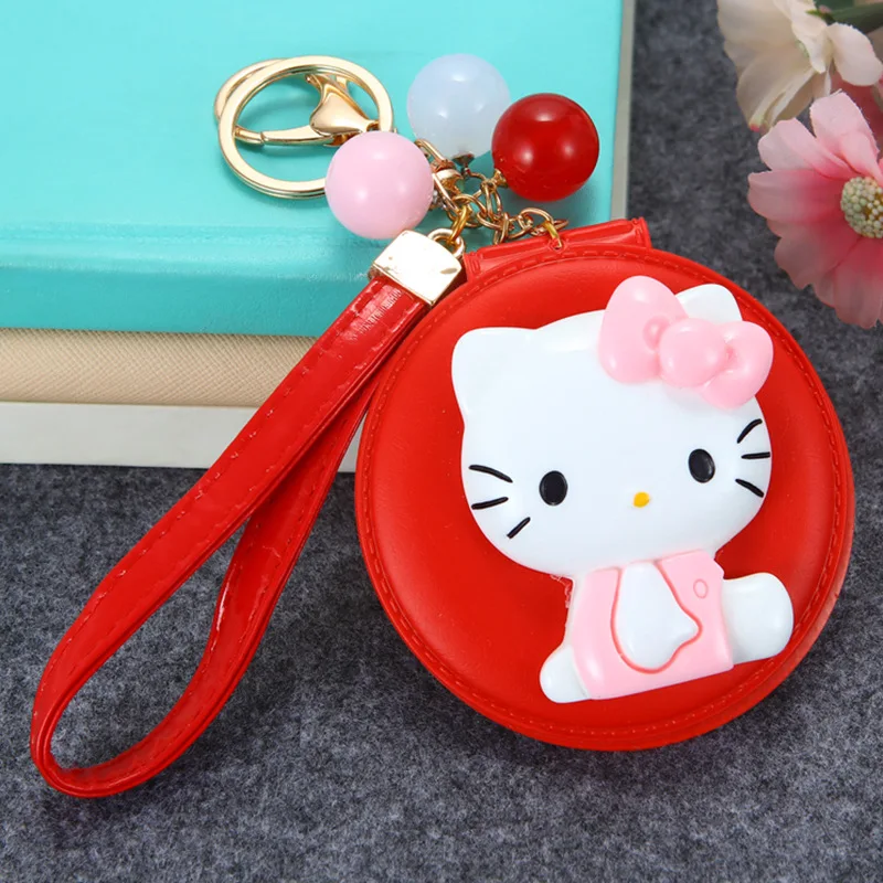 Мультфильм hello kitty косметическое зеркало брелок KT Cat Key Holder женский автомобильный кошелек Шарм Подвеска подарочные брелки Llavero Porte Clef