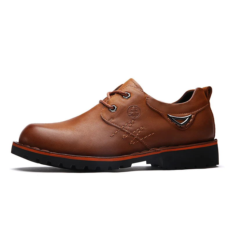 NINYOO Autumn Outdoor Men's Work Shoes Genuine Leather Casual Wearproof 45 46 Rubber Platform Man Big Size 47 48 49 50 | Обувь
