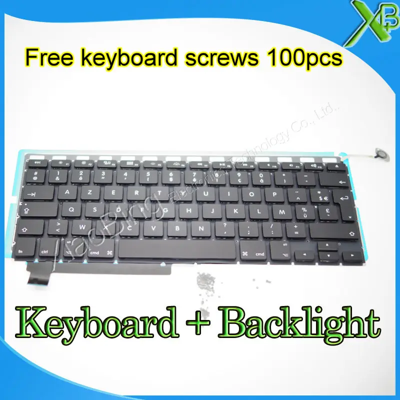 Совершенно новая AZERTY FR Французская клавиатура + Подсветка 100 шт. винтов для
