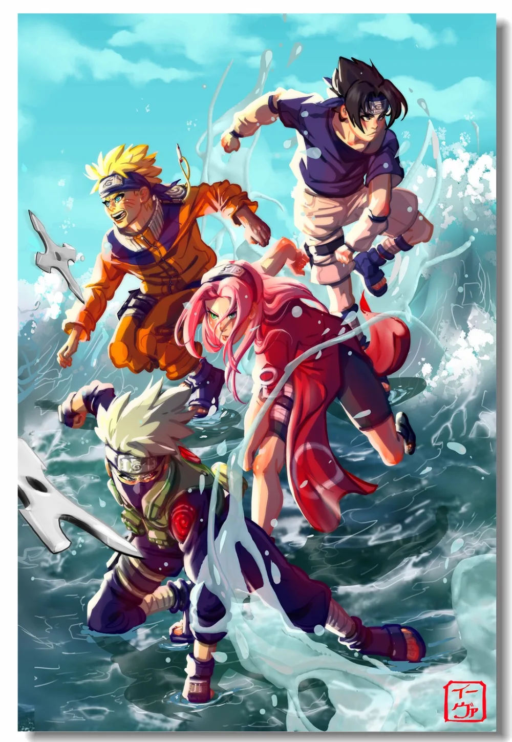 Пользовательские холст настенные картины Uzumaki постер Naruto Uchiha Sasuke Настенная