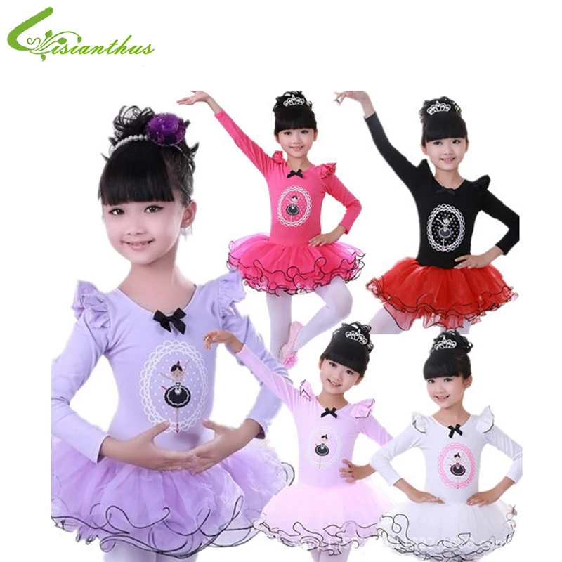 Girls Swan Ballet Tutu Princess Dancing Dress Long Sleeve Party Clothes Kids Children Stage Show Costumes Free Drop Ship | Детская