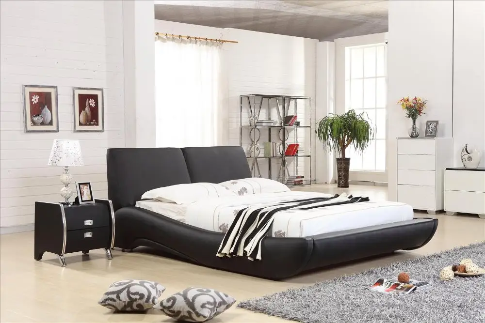 Роскошная мебель для спальни комплекты Топ зерна кожаный подголовник