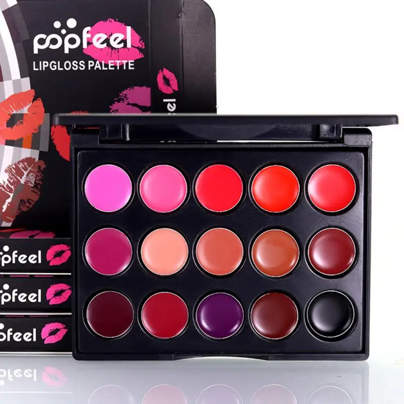 POPFEEL15 цветов палитра глянцевых губ Pro макияж увлажнение настоящая долговечная