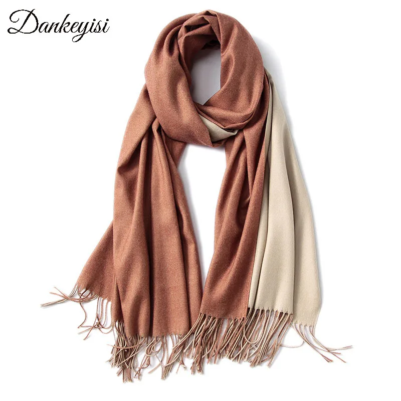 DANKEYISI 2017 Роскошные шали и женские зимние шарфы двухсторонний однотонный