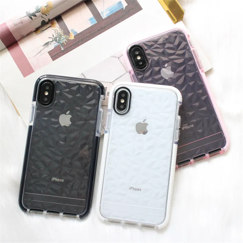 Простой противоударный силиконовый чехол для iPhone X XR XS Max с алмазным узором 6 6s 7 8