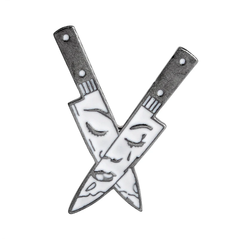 Knife Броши Cobweb Science beaker, химические спички, розовый нож, сердце, гроб, оригами, игра, эмалированные булавки, значки, подарок для женщин, мужчин, детей - Окраска металла: Knife