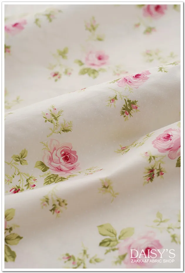 160 x 50cm Twill Cotton Fabric - White Polka Dots on Rose, Lightweight DIY Summer Sheets, Baby Quilt Material, 170g/m image 3