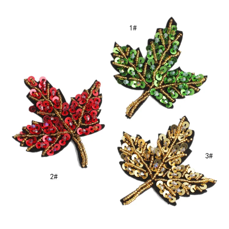Новый мультфильм ручной работы бисером кленовый лист вышивка ткань патч