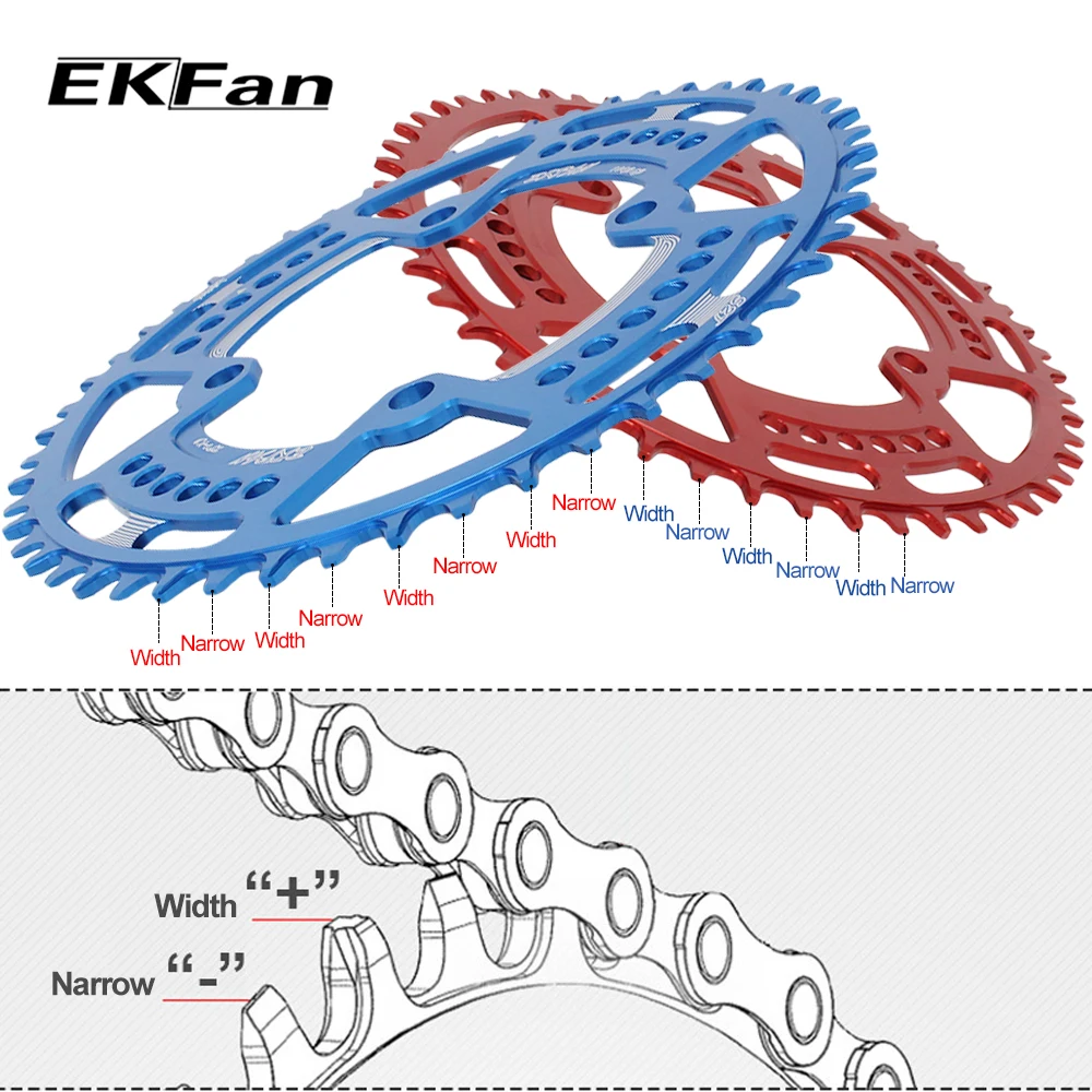 EKFan 104BCD 38 T/40 T/42 T/44 T/46 T/48 T/50 T/52 T круглая велосипедная цепь 7075 T6 MTB шатунная