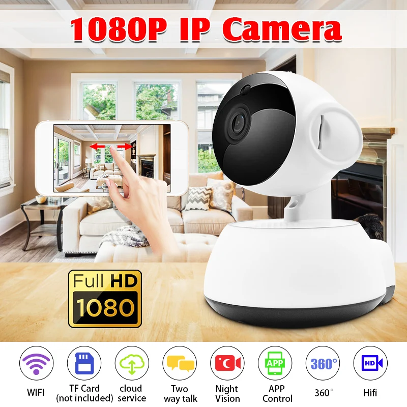 HD 1080P Беспроводная ip-камера, домашняя камера видеонаблюдения, панорамная двухсторонняя аудио камера ночного видения, CCTV, WiFi, IP камера, детский монитор