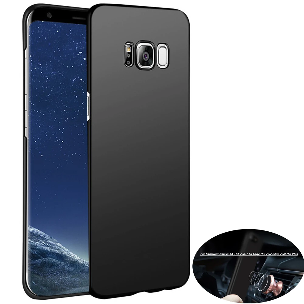 Для samsung Galaxy S4 S5 S6 S7 edge S8 Plus G530 магнитный автомобильный держатель чехол s Матовый чехол полное покрытие PC защитный