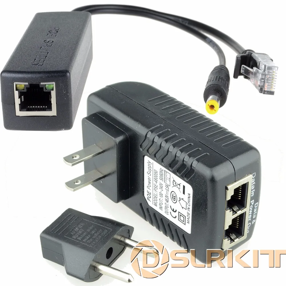 DSLRKIT Power Over Ethernet Kit PoE(48V инжектор + 12V активный сплиттер) для IP камеры AP|kit poe|poe poepoe