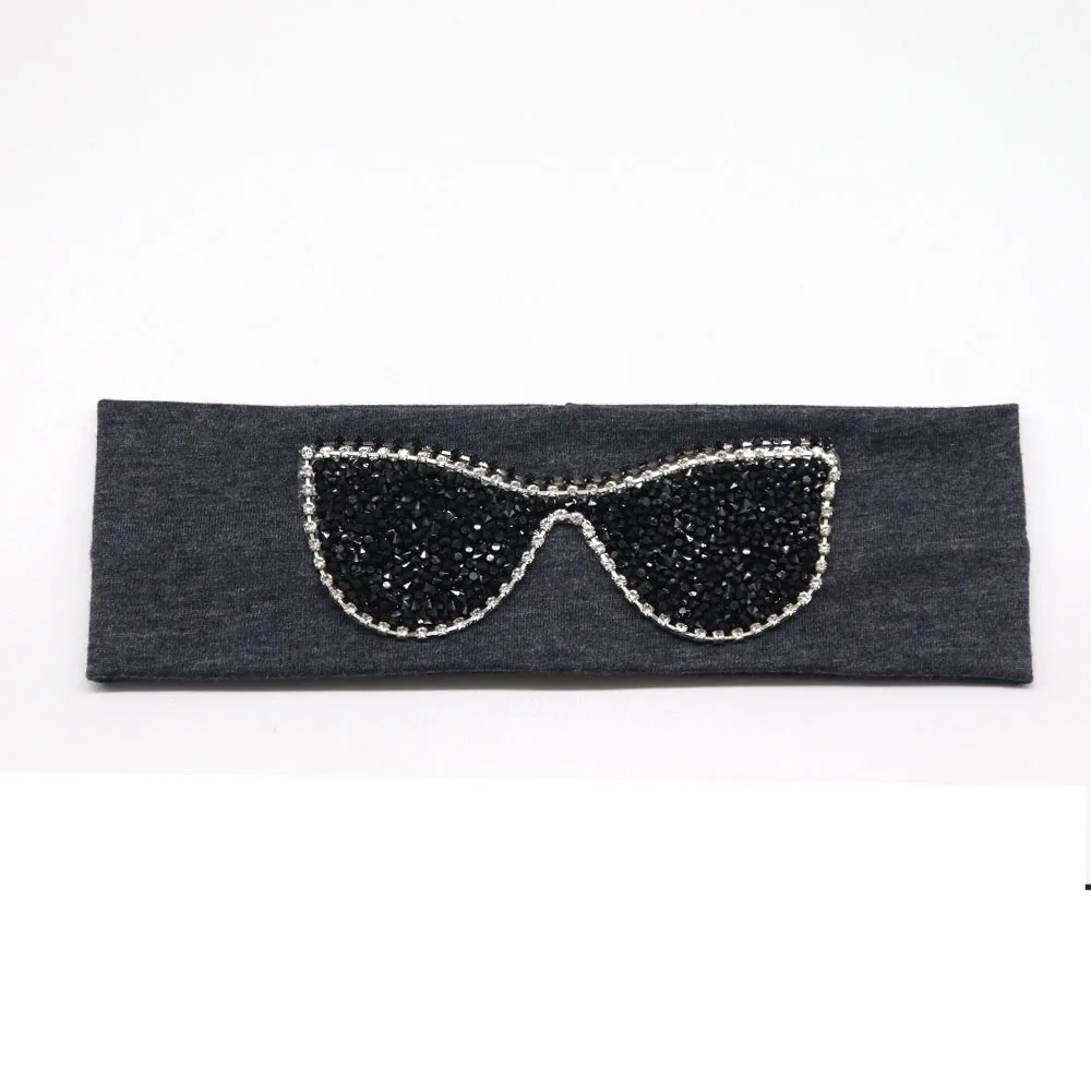 Dark Grey Black 5,5 см Девушки Солнцезащитные очки повязки на голову Летняя мода стразы эластичная повязка на голову для девочек Дети хлопок повязки аксессуары для волос - Цвет: Dark Grey Black