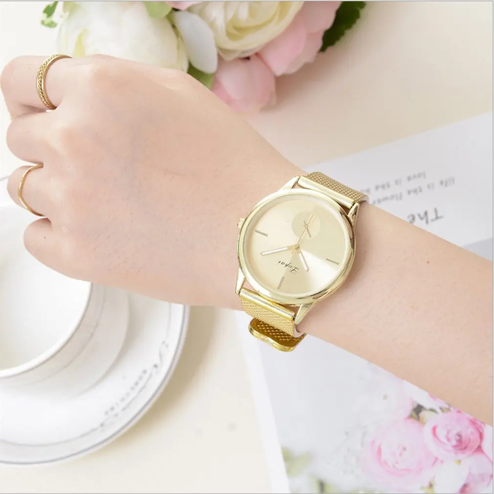 LadyTrendy высококачественные кварцевые часы Роскошные тонкие стальные сетчатые
