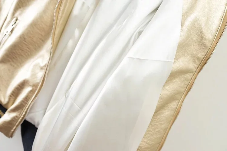 

Cardigan Metal Silver and Gold Color Trend Women's Spring Jacket For Women Bomber Jackets Slim Casual Short Coat Female Autumn