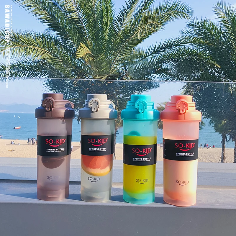 700ml Протеин шейкер бутылка без добавления бисфенола А Бутылки для воды спортивная Фитнес дорожные сумки школьников детская питьевая бутылка для школы на лето