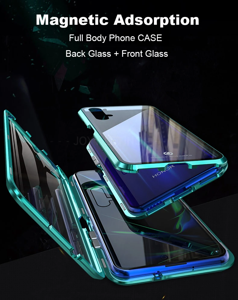 Магнитный металлический чехол из закаленного стекла для samsung Note8/9 A8+ a30 a50 a70, передний+ задний Алюминиевый бампер для S8 S9 S10 Plus