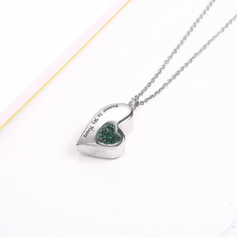Green Heart Урны для кошки пепел в форме сердца Мемориал животных урна ожерелье держатель кулон ожерелье на память похоронный Мемориал подарок ювелирные изделия - Цвет: Green Heart