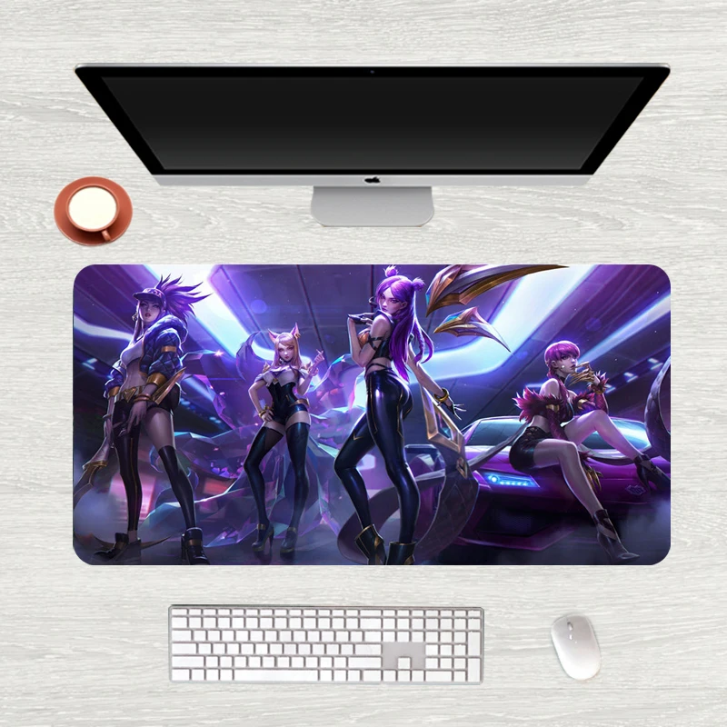 Большой игровой коврик для мыши KDA 80x40 см прочный резиновый League of Legends Настольный