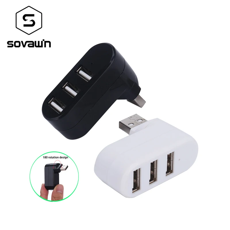 

3 in 1 USB Hubs 2.0 180 Degree Rotatable High Speed USB Splitter Adapter 480Mbps Current Protection for Desktop for Laptop