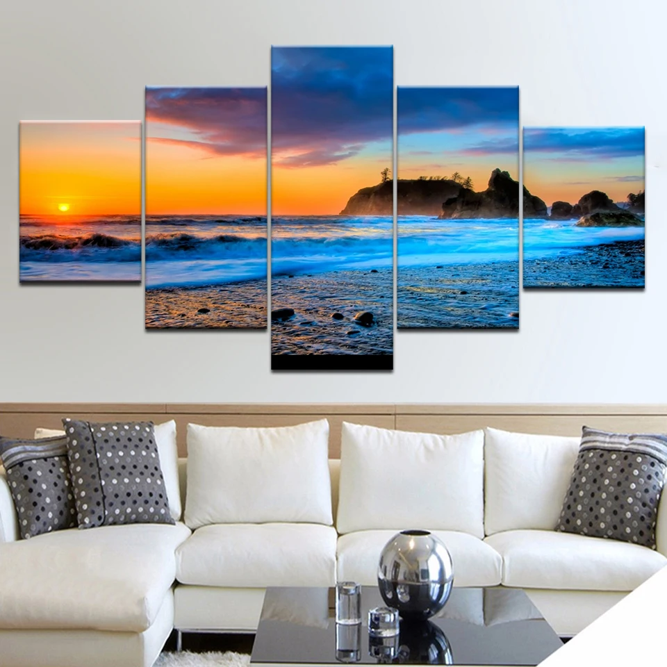Модульная Настенная картина 5 шт. настенный постер на холсте с изображением пляжа