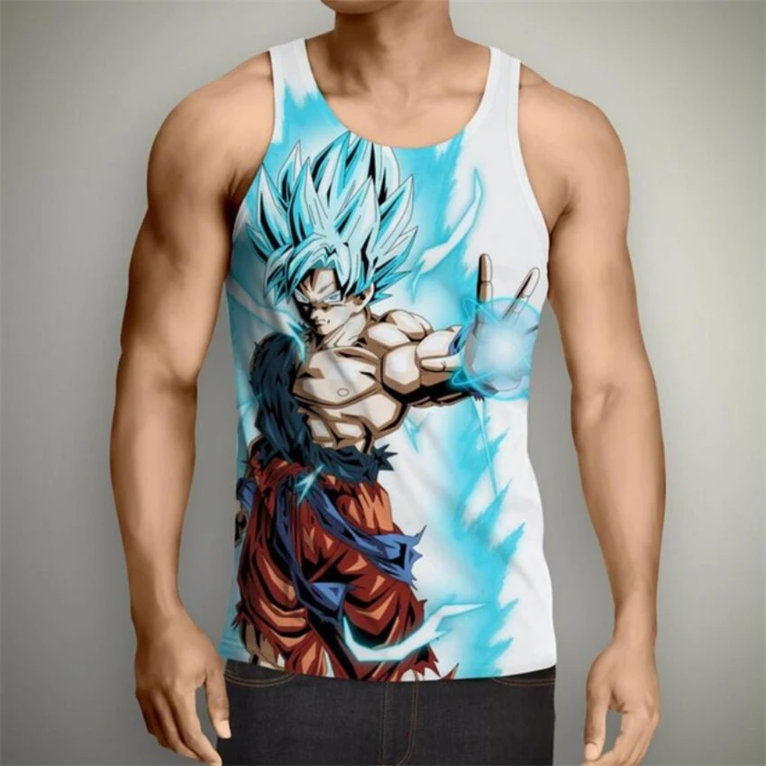 Новые аниме Dragon Ball Z Супер Saiyan майки Харадзюку хипстер 3d жилет красивый Гоку с принтом унисекс летний Стиль Повседневный жилет