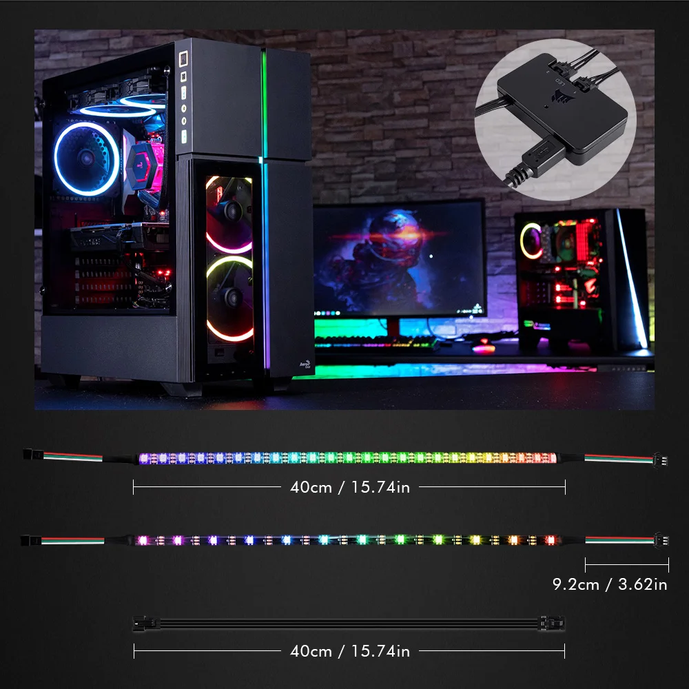 Rgb адресуемая WS2812b цифровая светодиодная лента для декора корпуса компьютера ПК