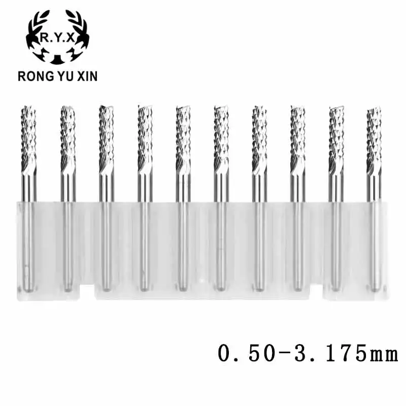 10 шт./компл. серебристые сверла PCB фреза с ЧПУ Концевая набор инструментов