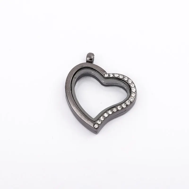 half black heart 28 стилей 30 мм Серебряный Круглый Овальный плавающий медальон с подвесками из цинкового сплава Магнитный Серебряный стеклянный круглый плавающий медальон с цепочкой - Окраска металла: half black heart