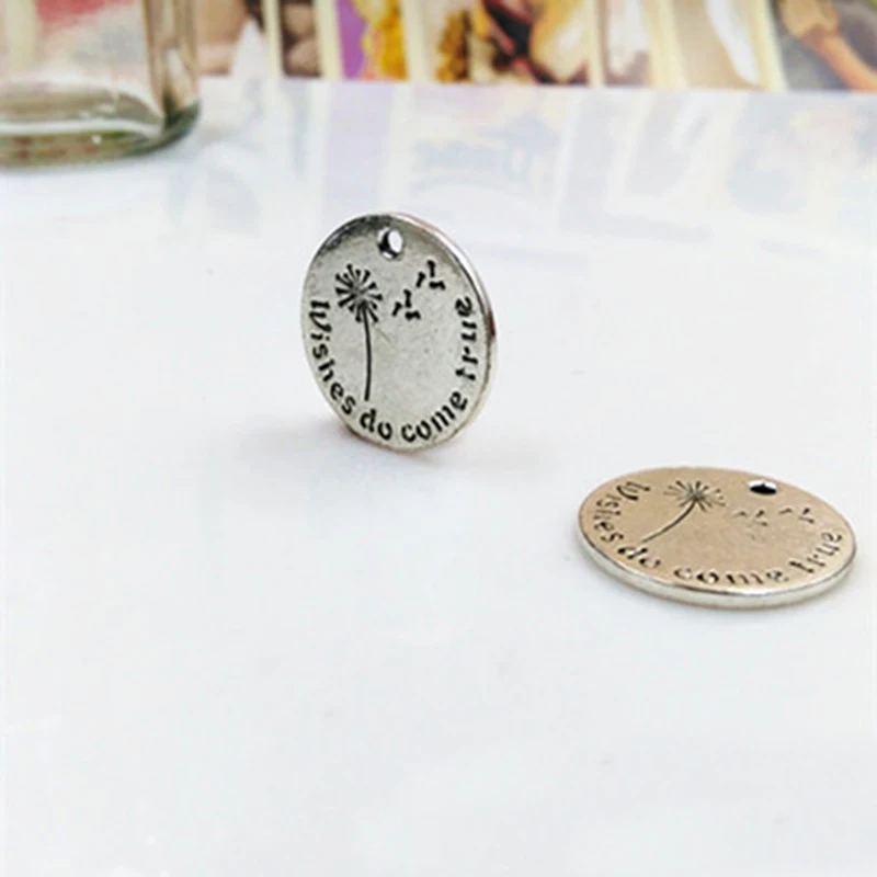 Высокое качество 5 шт круглый Одуванчик античный серебряный кулон с буквами
