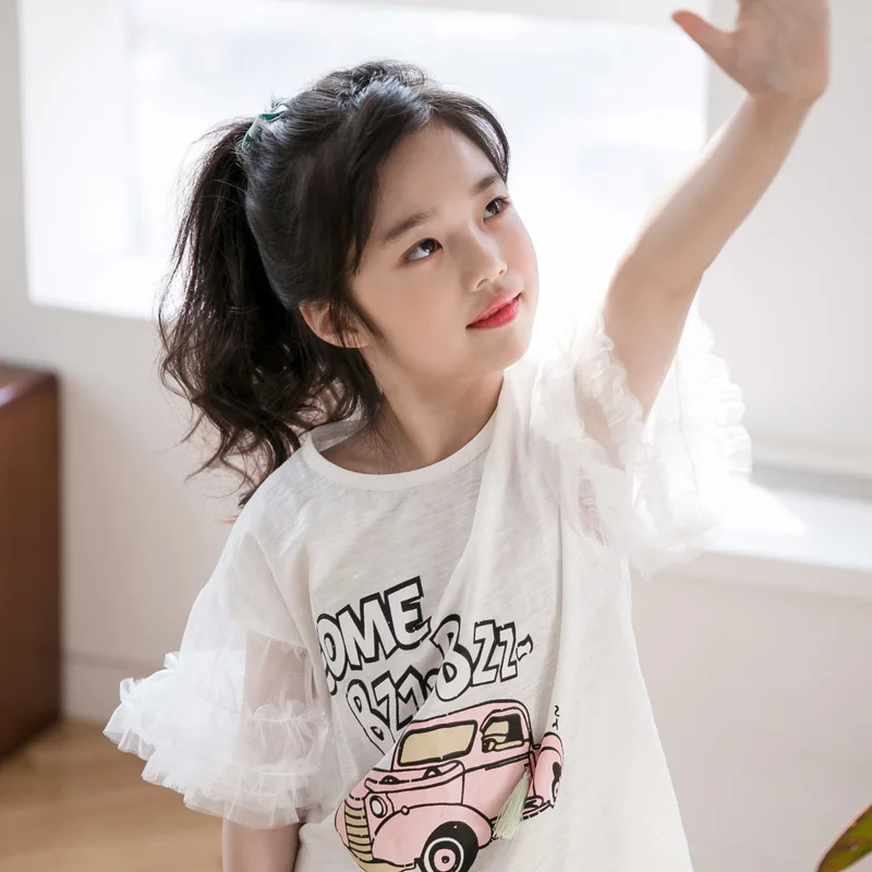 New Arrival summer Sleeve Pure Cotton Cartoon Printing Fit-up Girl's T-shirt mother daughter clothing sets cute princess style | Мать и