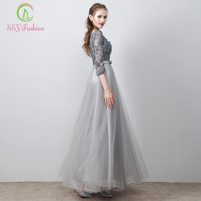 Вечернее платье ssyfashion для банкета с овальным вырезом четверти Свадебный букет