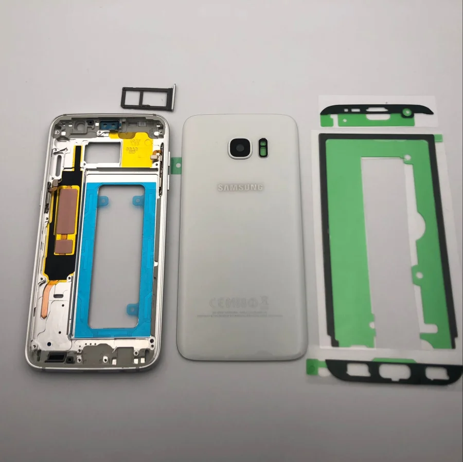 Для samsung Galaxy S7 G930 G930F G930FD полный ободок средней рамки корпуса Корпус Шасси S7 батарея Дверь Стекло Замена
