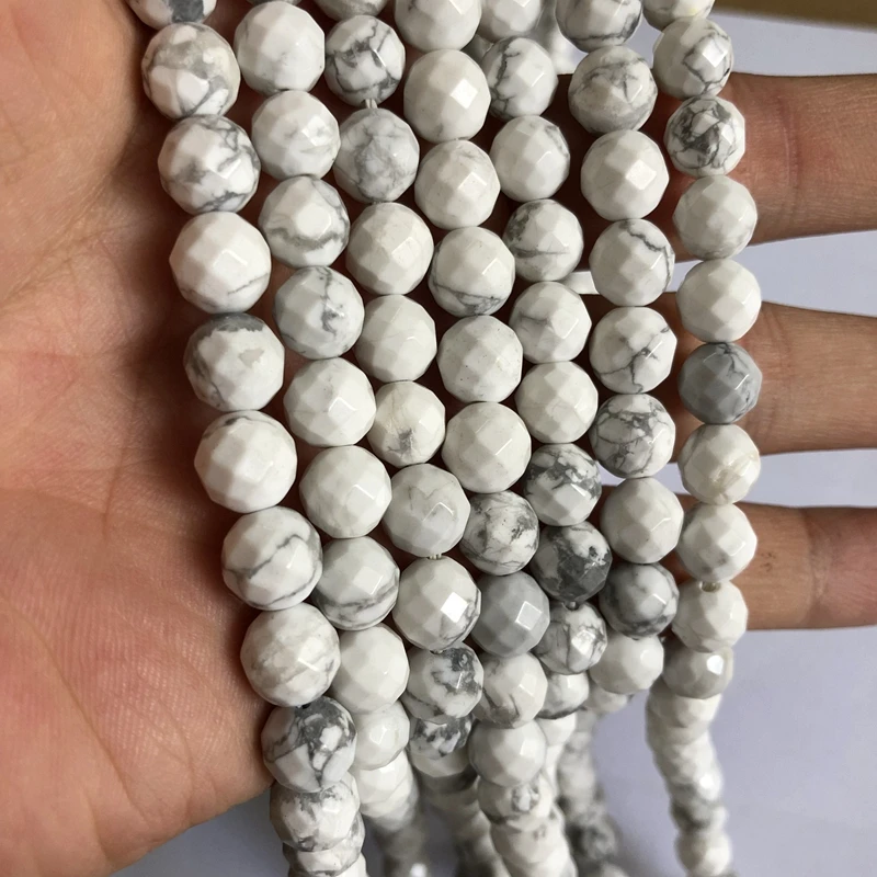 Wholesale 1string Genuine Howlite Beads Faceted Round Gem Stone Jewelry Loose 4mm 6mm 8mm 10m 12mm 15.5&quot/String | Украшения и