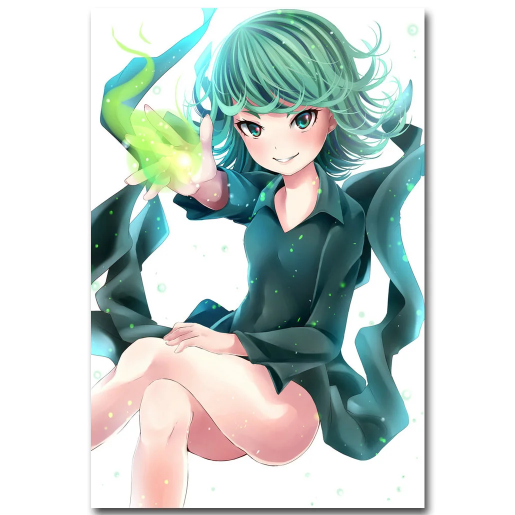 One Punch Man винтажное искусство шелковая ткань плакат Принт 13x20 24x36 дюймов японское аниме картина для украшения стен комнаты Saitama 018 - Цвет: Небесно-голубой