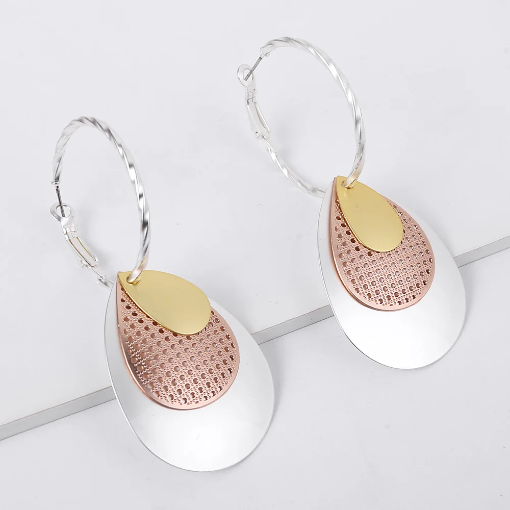 E144.Women earrings.Contrast metallic round earring female temperament long of individual character ear drop | Украшения и