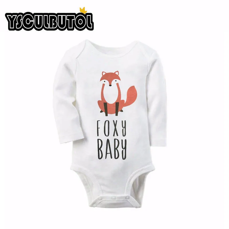 YSCULBUTOL Фокси детская одежда с рисунком из мультфильма милый хлопок Длинные рукава 0~ 12 м детское боди - Цвет: foxy baby