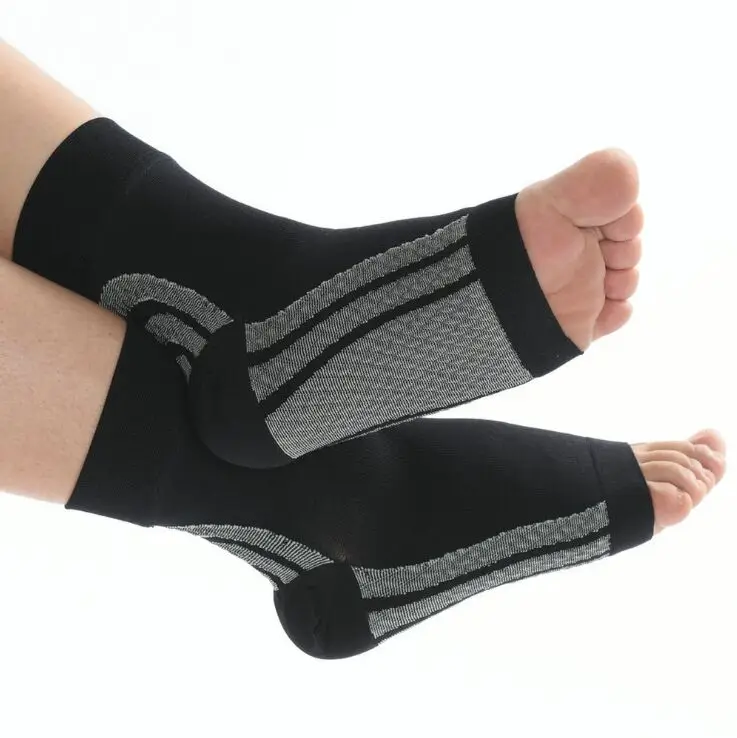 Компрессионные носки 2 шт. фиксатор лодыжки с поддержкой арки Achilles Tendonitis спортивные беговые для женщин/мужчин tobillera deportiva - Цвет: Черный