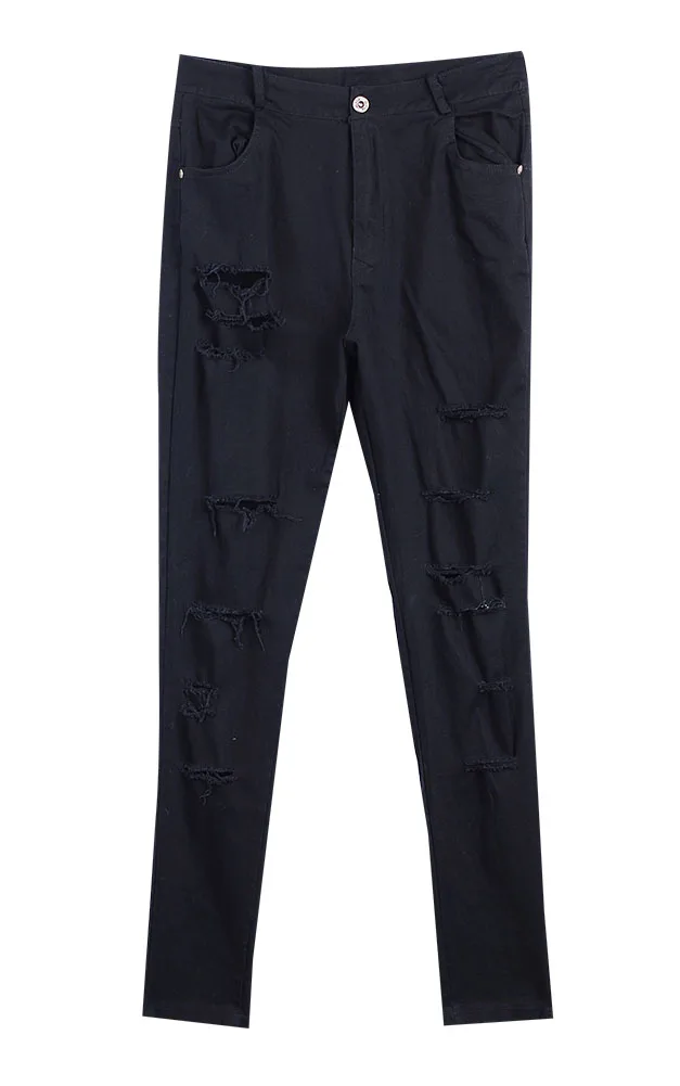 

Newest Arrivals Fashion Hot Sexy Women Denim Skinny Ripped Hole Pants High Waist Stretch Jeans Long Pencil Casual Pants