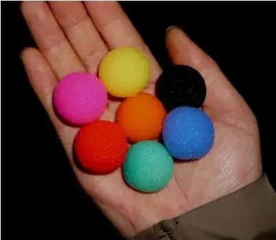 Pelota de esponja s&uacute;per esponjosa (2,5 Cm), 7 colores a elegir, rojo/azul/amarillo, 50 unids/lote, trucos de magia para escenario, c&oacute;mics, accesorios de magia de cerca, Juguetes-0