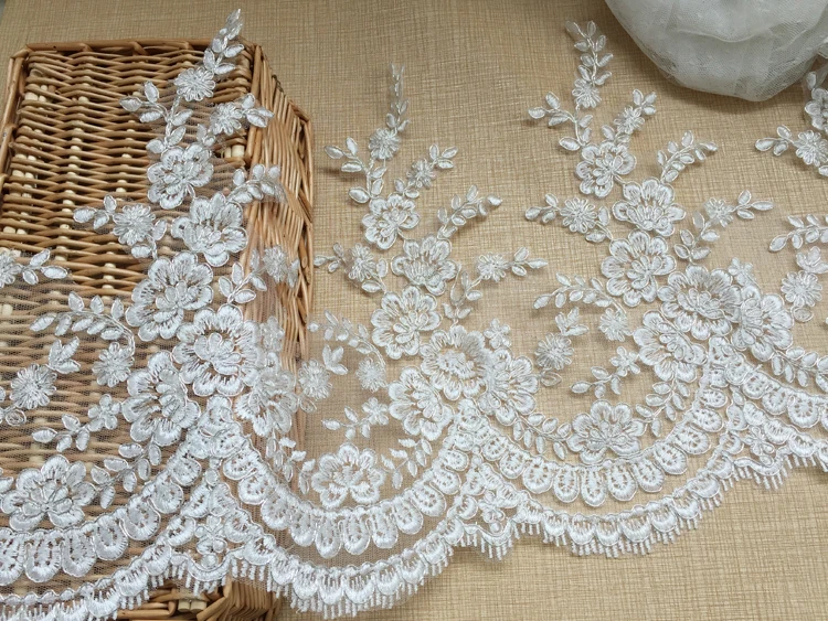 

2yards/lot ultra wide silverstrand cord lace trim diy wedding dress veil cord lace decoration 31cm