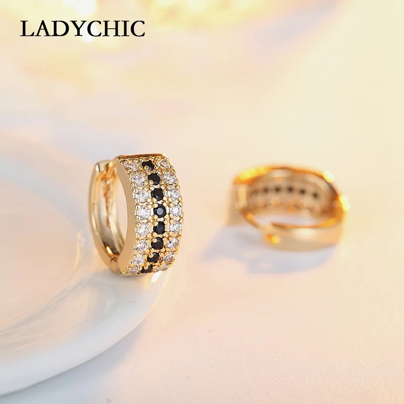 Женские серьги кольца с черным Цирконом золотого цвета|hoop earrings|earrings hoop earringsearrings