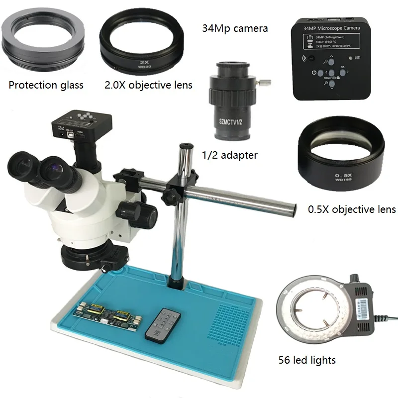3 5x 7X 45X 90X simul focal Тринокулярный Стерео микроскоп 34MP HDMI цифровой USB microscopio камера