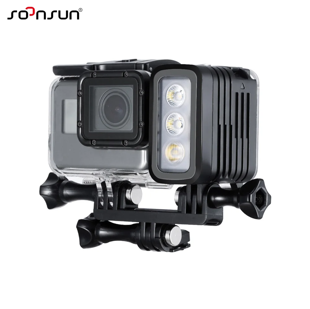 SOONSUN алюминиевый светодиодный светильник для GoPro Hero 10 9 8 7 6 5 4 Max SJCAM YI OSMO Экшн-камера